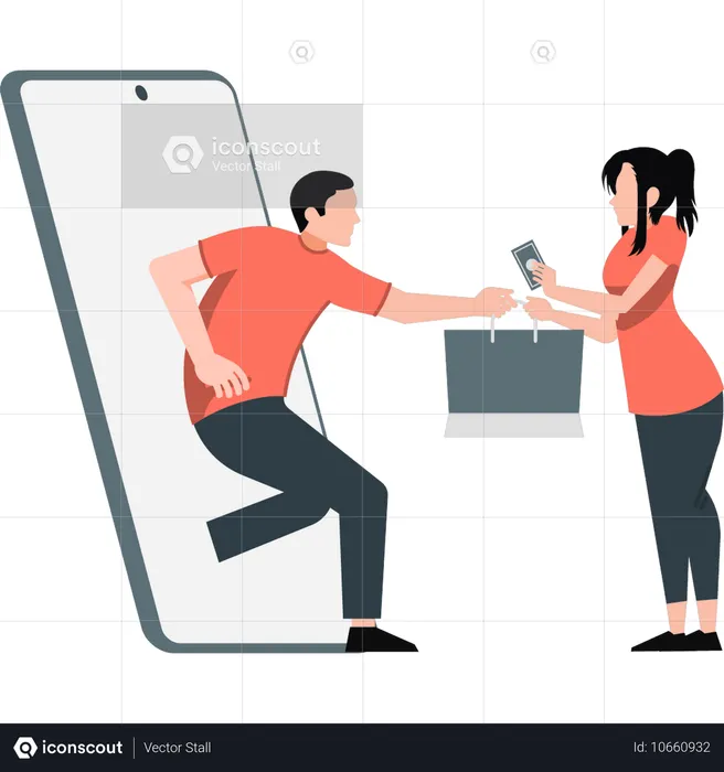 Girl doing online shopping  Illustration