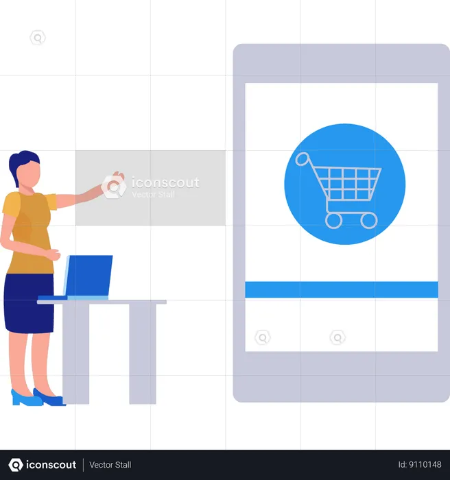 Girl doing online shopping  Illustration