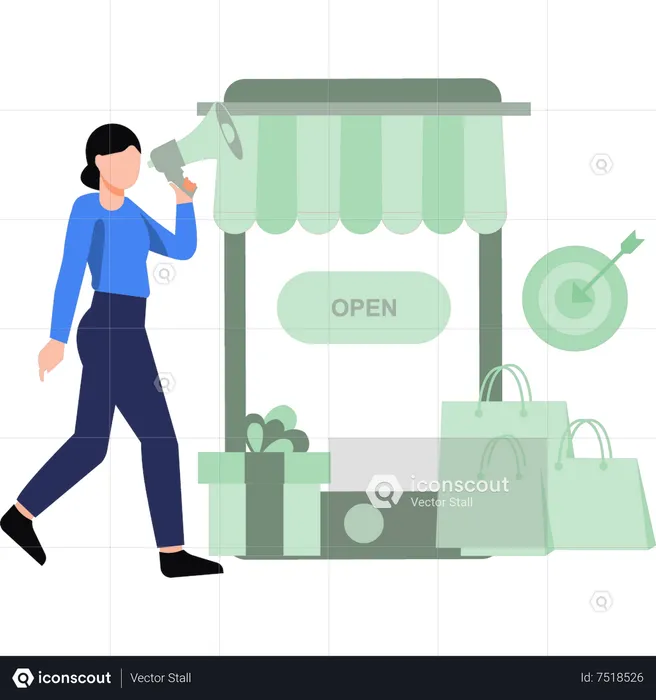 Girl doing online shopping marketing  Illustration