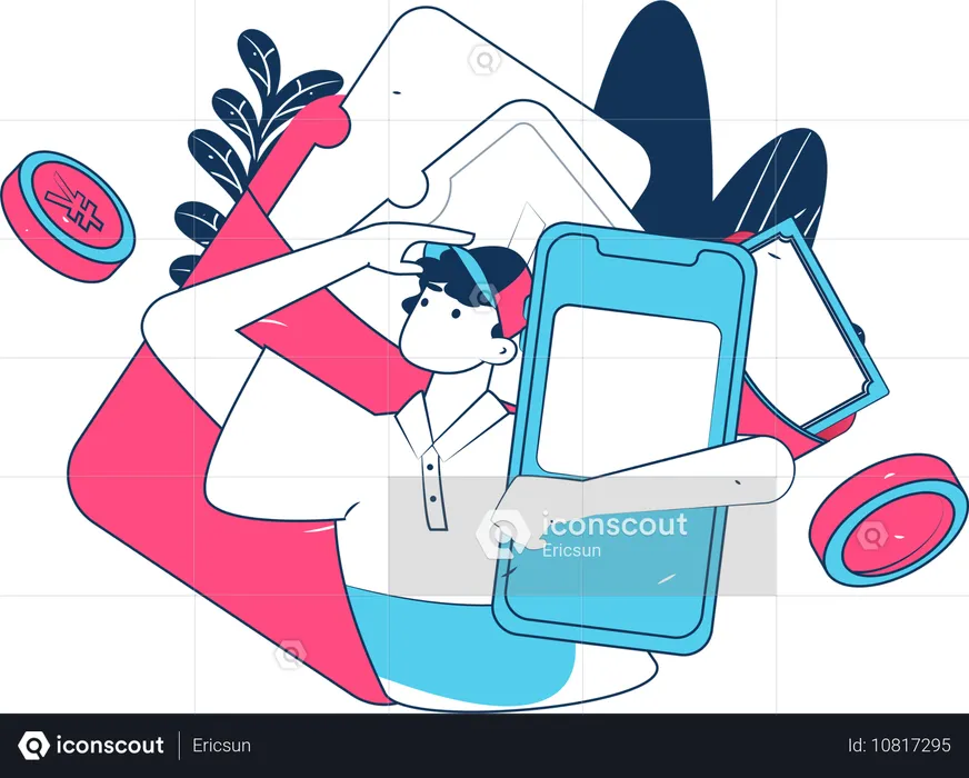 Girl doing online shopping payment  Illustration