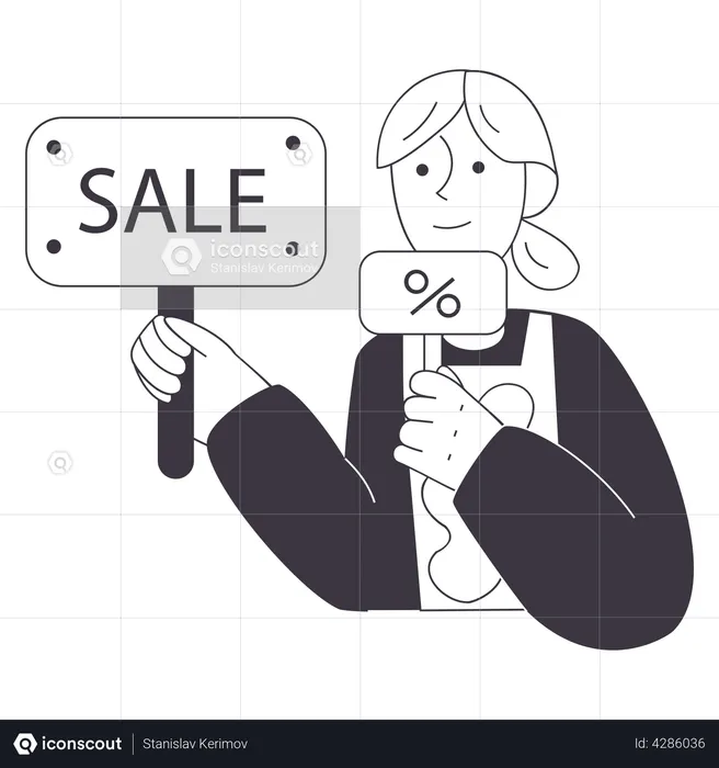 Girl doing online shopping sale marketing  Illustration