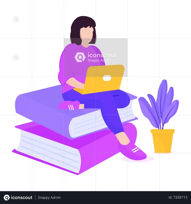 Girl doing online study  Illustration