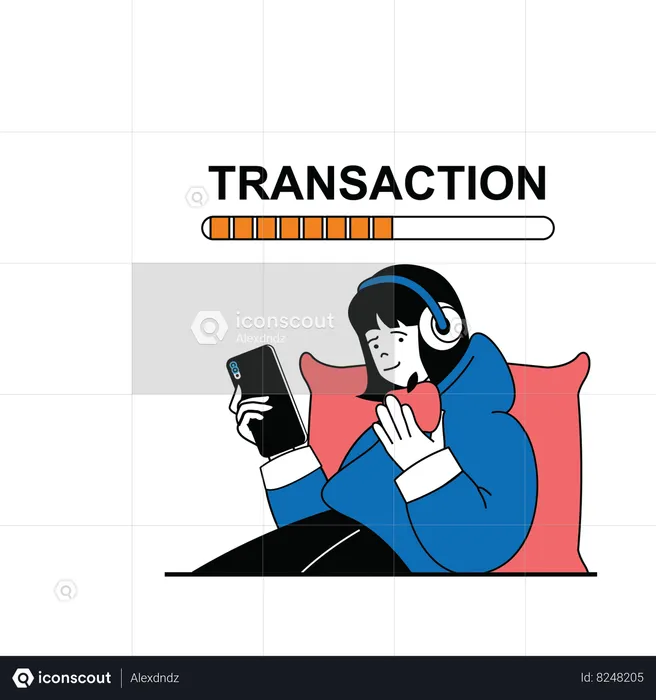 Girl doing online transaction  Illustration