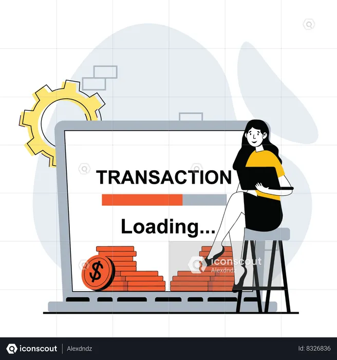 Girl doing online transaction process  Illustration
