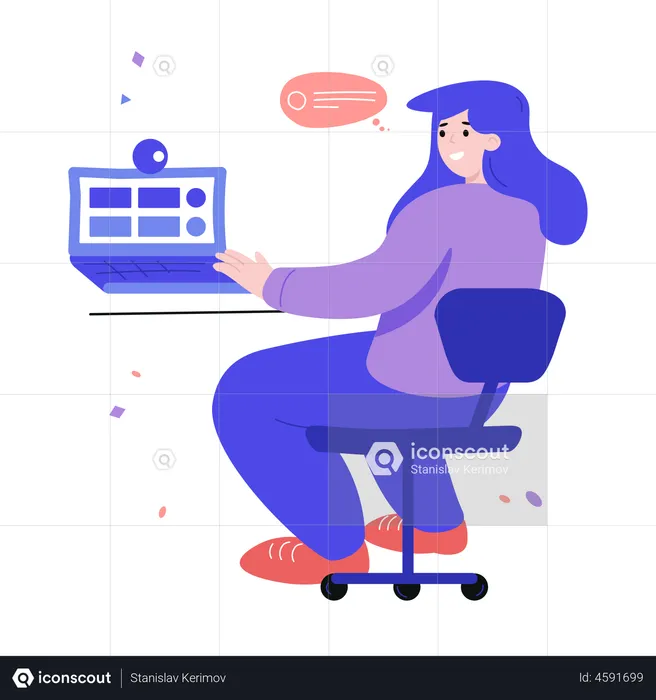Girl doing online video communication  Illustration
