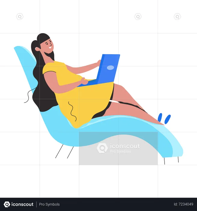 Girl doing Online Working  Illustration