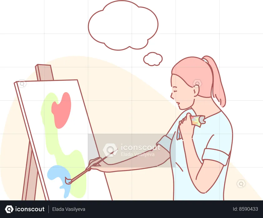 Girl doing painting  Illustration