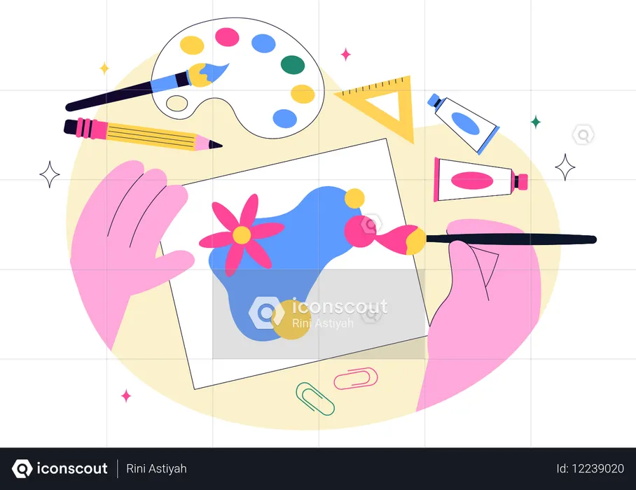 Girl doing painting  Illustration