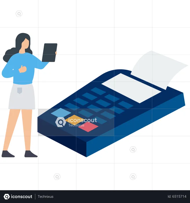 Girl Doing Payment Using Card Swipe Machine  Illustration