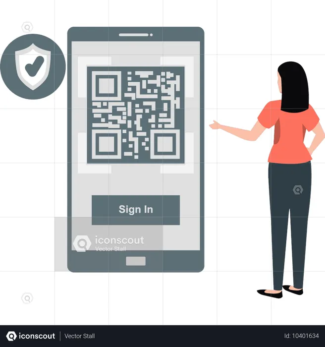 Girl doing payment with scan retail QR code  Illustration