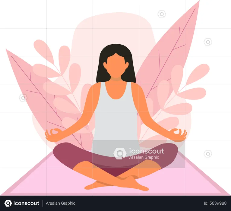 Girl doing peaceful meditation  Illustration