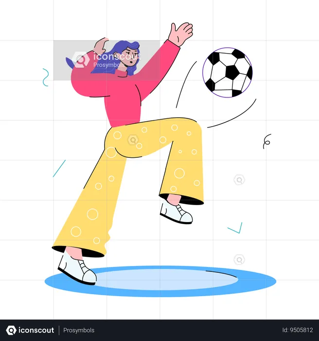 Girl doing Playing Football  Illustration