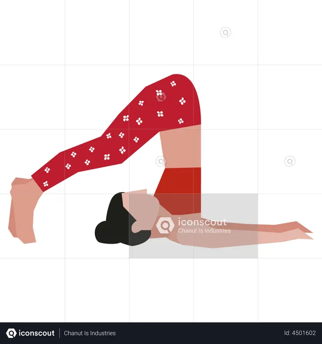 Girl doing plow yoga pose  Illustration