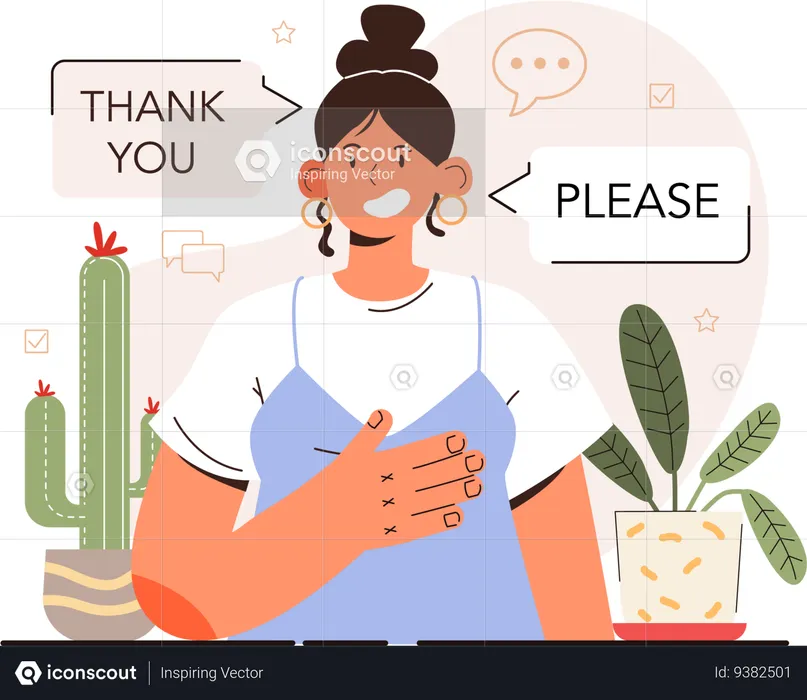 Girl doing polite communication  Illustration
