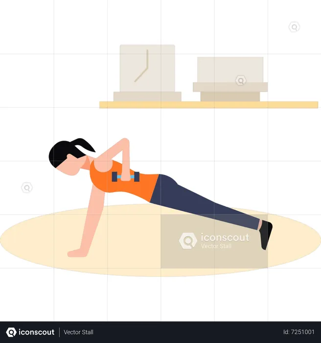 Girl doing push-ups with one hand  Illustration