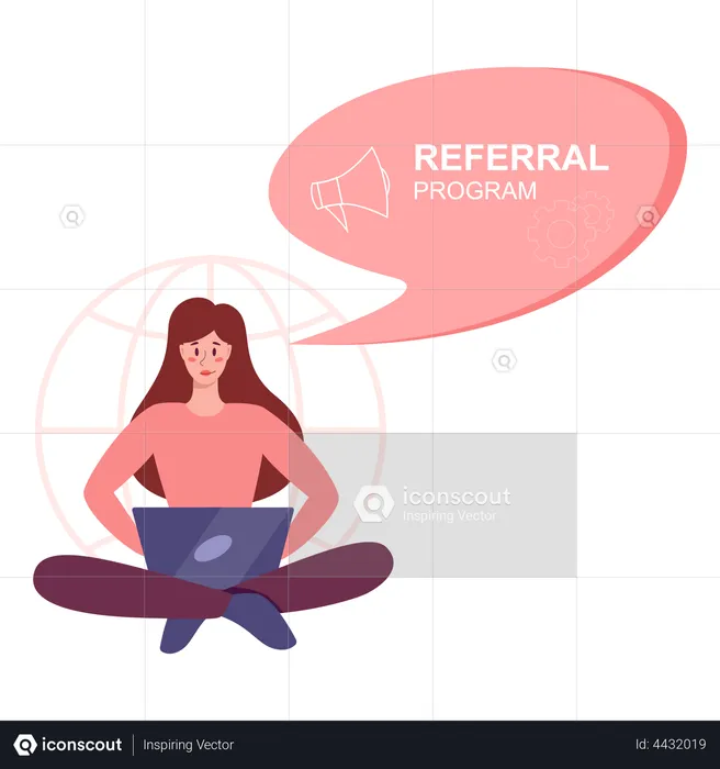Girl doing Referral marketing  Illustration