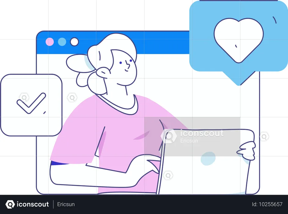 Girl doing remote business meeting  Illustration