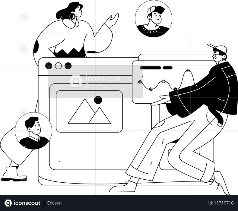 Girl doing research work  Illustration