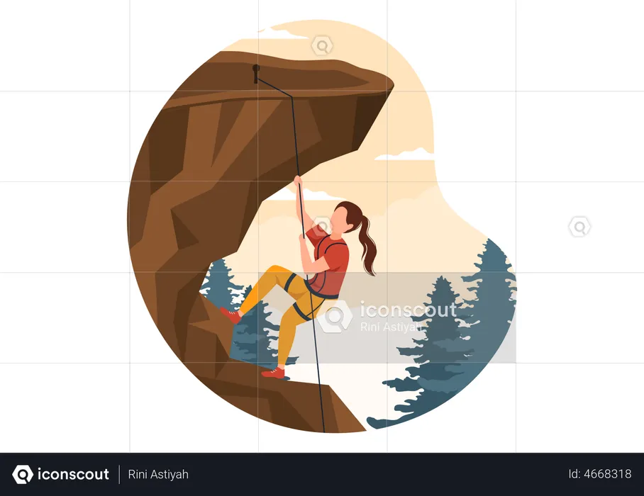 Girl doing Rock Climbing  Illustration
