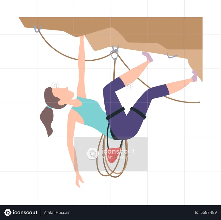 Girl doing rock climbing  Illustration