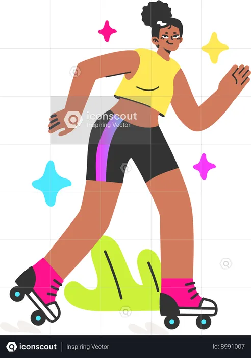 Girl doing roller skating  Illustration