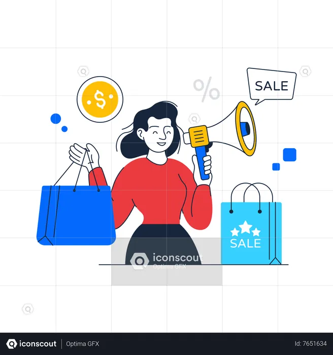 Girl doing Sales Promotion  Illustration