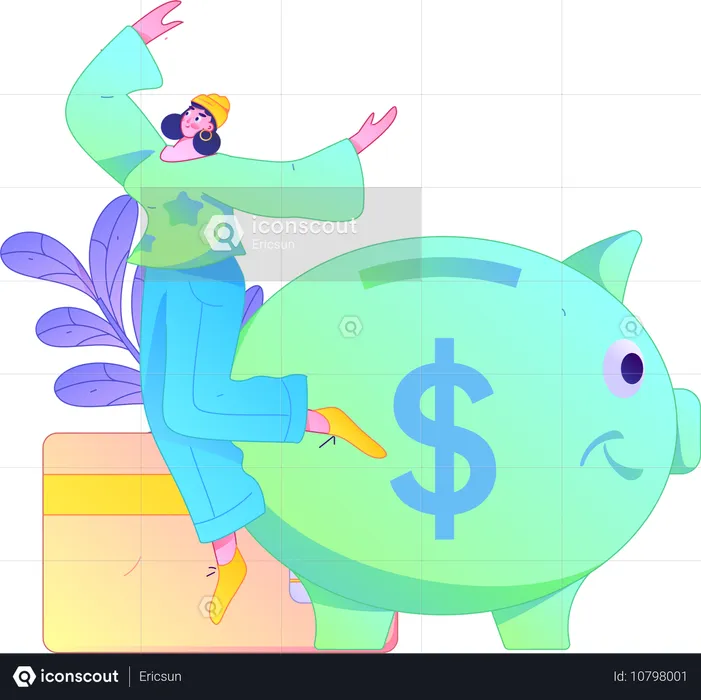 Girl doing savings analysis  Illustration