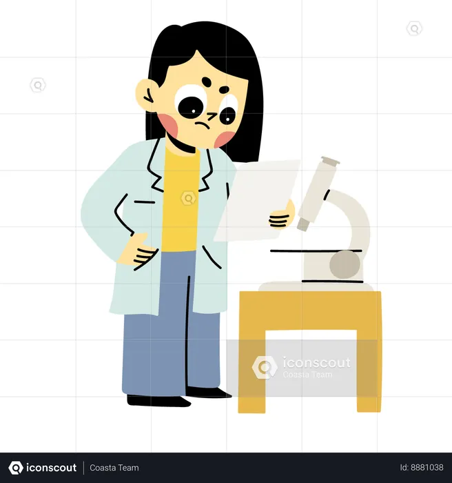 Girl doing science research in laboratory  Illustration