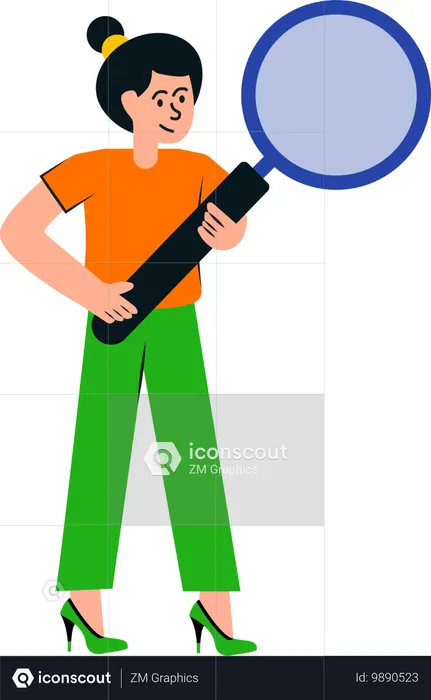 Girl doing Searching using magnifier  Illustration