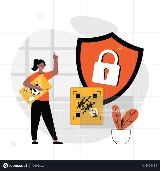 Girl doing secure online payment  Illustration