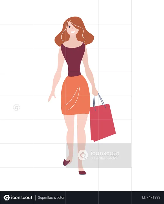 Girl Doing Shopping  Illustration