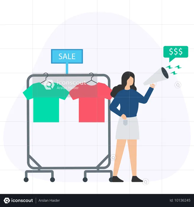 Girl doing Shopping Advertisement  Illustration