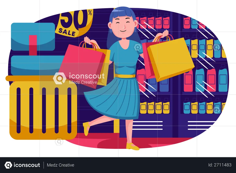 Girl doing shopping  Illustration