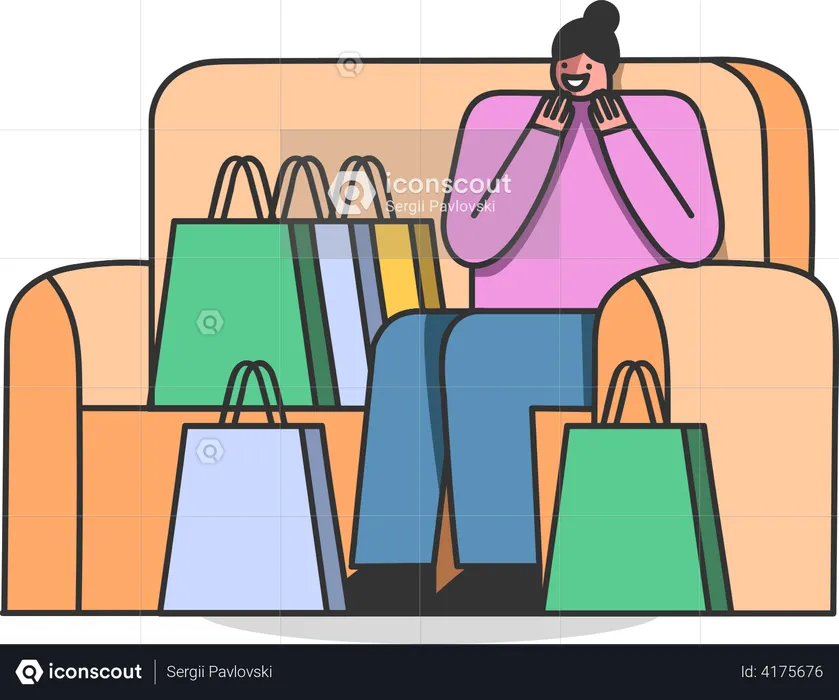 Girl doing shopping on sale  Illustration