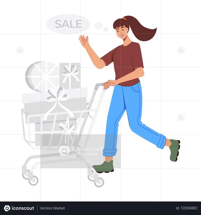 Girl doing shopping on sale  Illustration