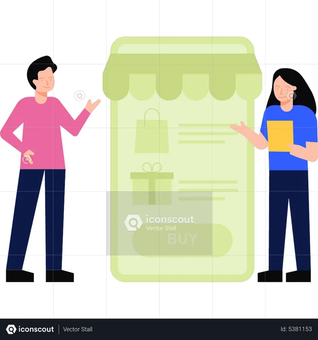 Girl doing shopping online  Illustration