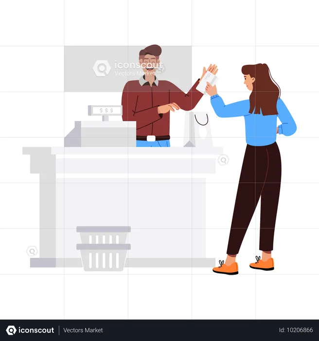 Girl doing shopping payment  Illustration