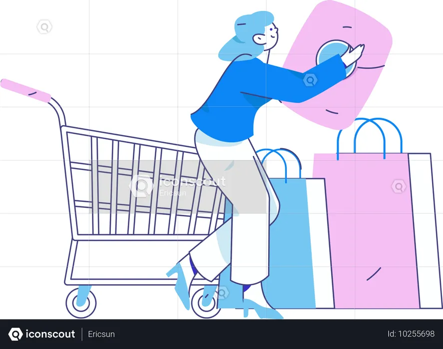 Girl doing shopping payment  Illustration