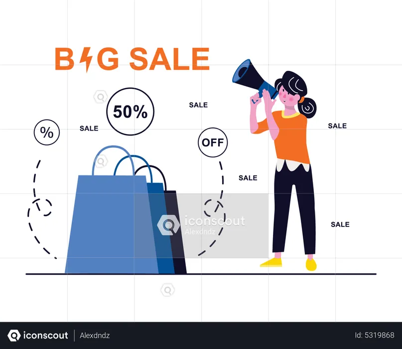 Girl doing shopping sale marketing  Illustration