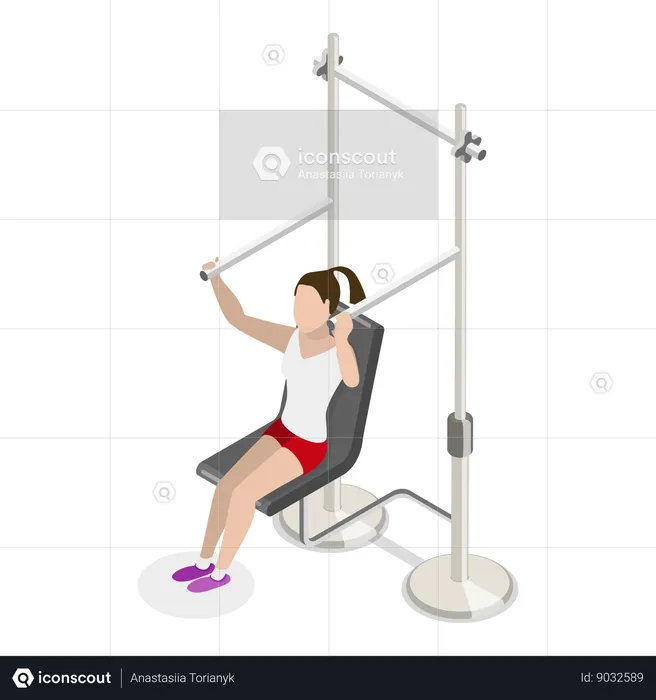 Girl doing shoulder exercise in gym  Illustration