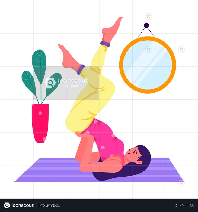 Girl doing Shoulder Stand  Illustration