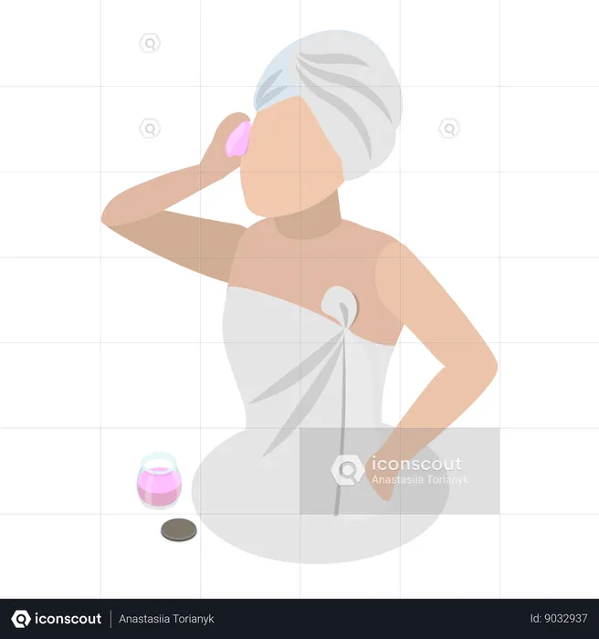 Girl doing skin care routine  Illustration
