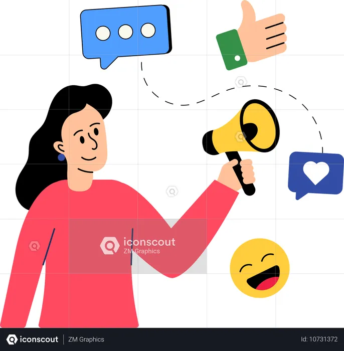 Girl doing Social Marketing  Illustration