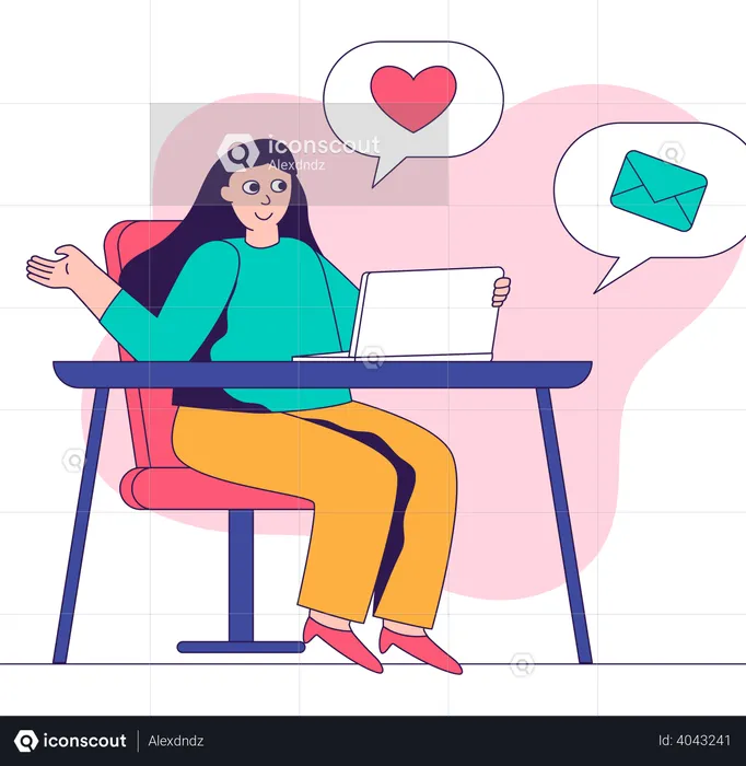 Girl doing social media marketing  Illustration