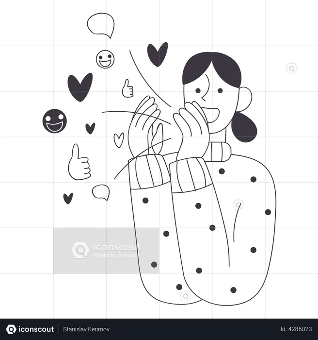 Girl doing social media marketing  Illustration