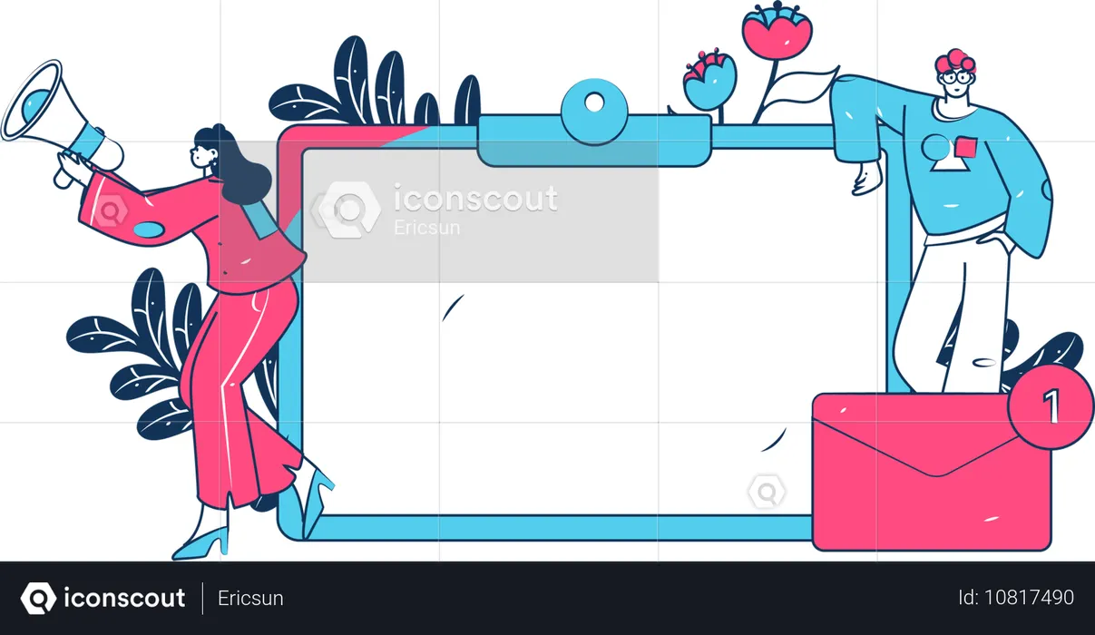 Girl doing Social Media Marketing announcement  Illustration