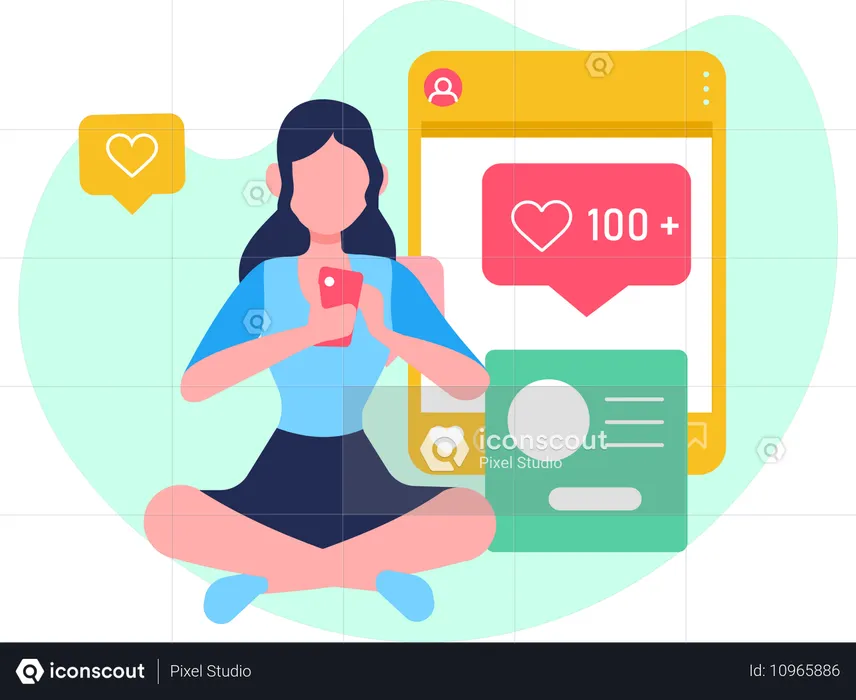 Girl doing Social Posting  Illustration