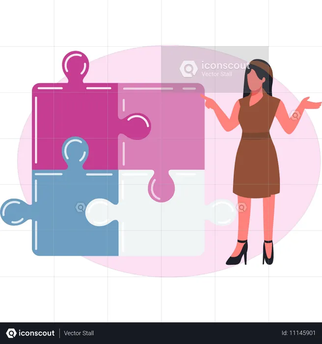 Girl doing solve web problem  Illustration