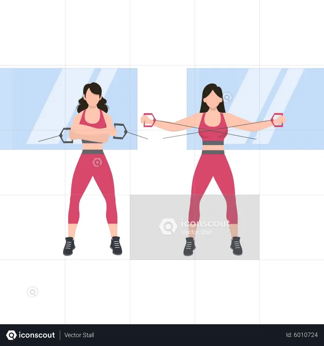 Girl doing stretching exercise  Illustration