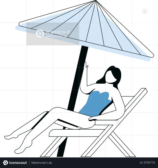 Girl doing Sunbathe  Illustration